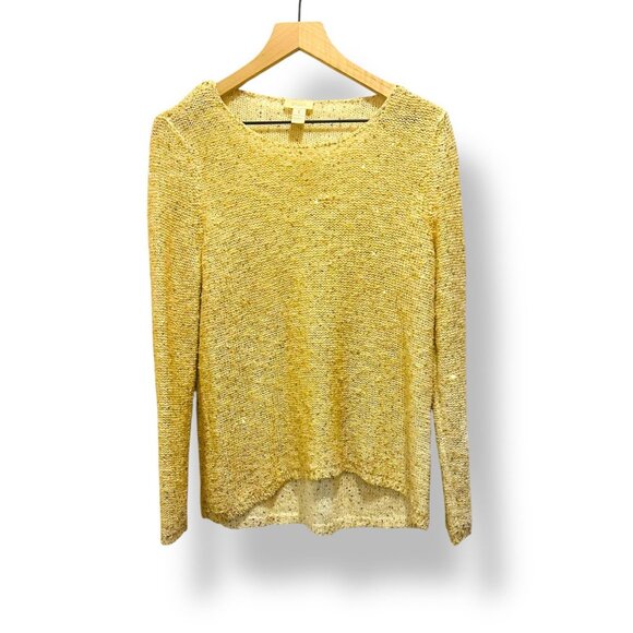 Chico’s Metallic Sequin Sweater Hi-Low Hem Cream Ivory Women’s Size 1 (M/L) - Picture 15 of 15